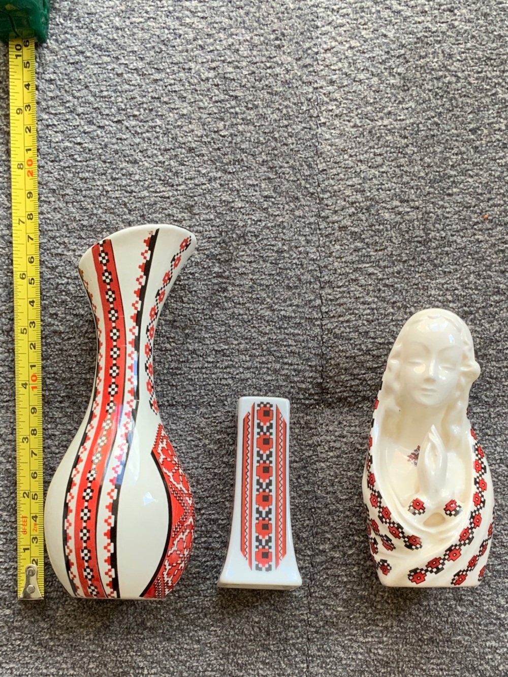 Vintage Ukrainian Traditional Vase, Pepper Shaker and Figurine